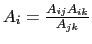 $A_{i} = \frac{A_{ij} A_{ik}}{A_{jk}}$