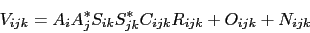 \begin{displaymath}
V_{ijk} = A_i A^*_j S_{ik} S^*_{jk} C_{ijk} R_{ijk} + O_{ijk} + N_{ijk}
\end{displaymath}