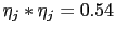 $\eta _{j}*\eta _{j}=0.54$